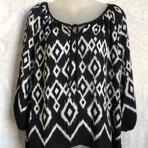 Black and White Loose Fitting Blouse